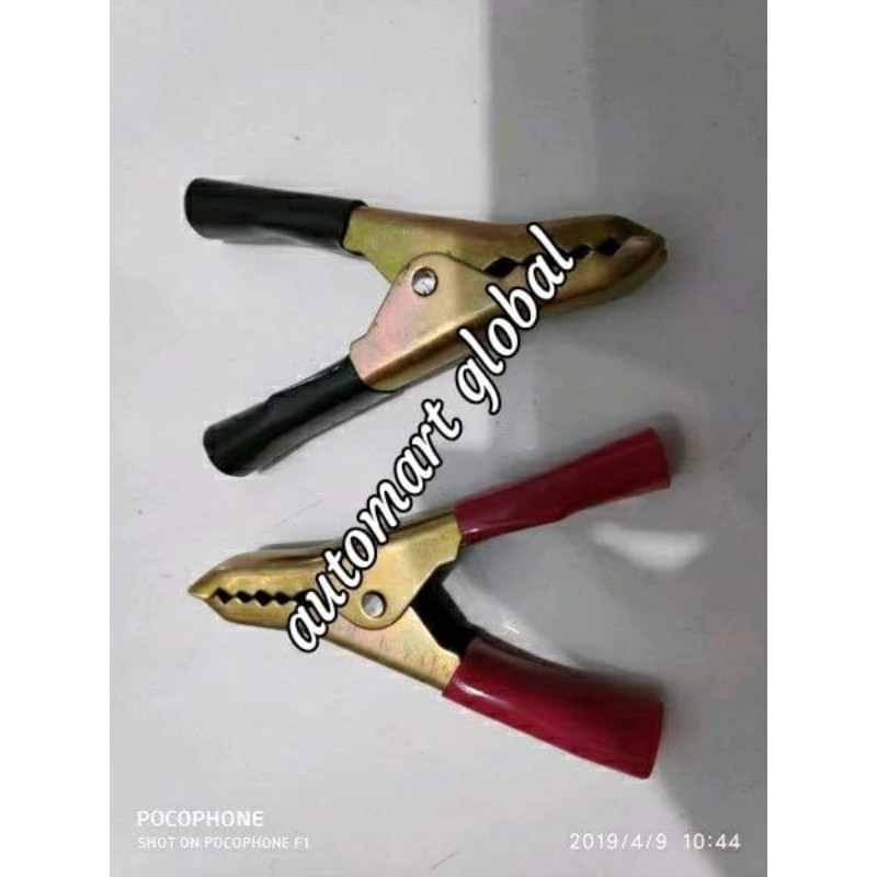 jepitan aki accu sedang set hitam merah 7.5cm