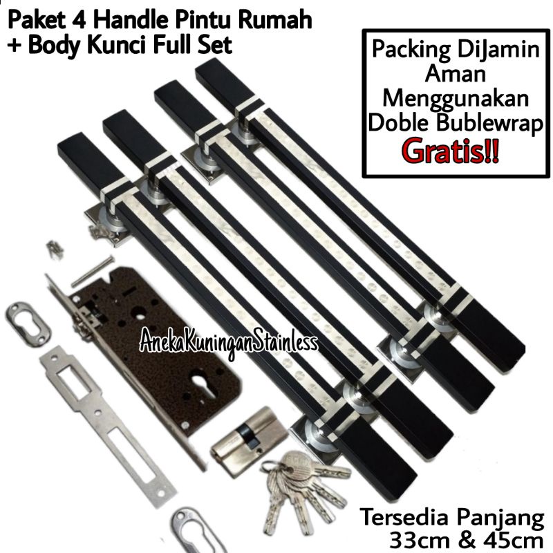 handle pintu rumah stainless 45cm set body kunci tarikan gagang pintu rumah minimalis pegangan pintu rumah handel hendel pintu rumah