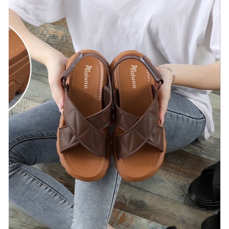 SEPATU SANDAL WANITA IMPORT SANDAL WADGES TALI BELAKANG VELCRO SANDAL SELOP SILANG PEREMPUAN