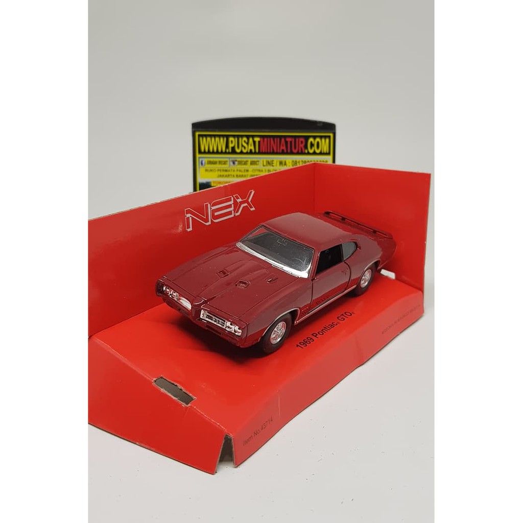 1969 PONTIAC GTO (MERAH) - SKALA 36 - WELLY (DIECAST-MINIATUR)