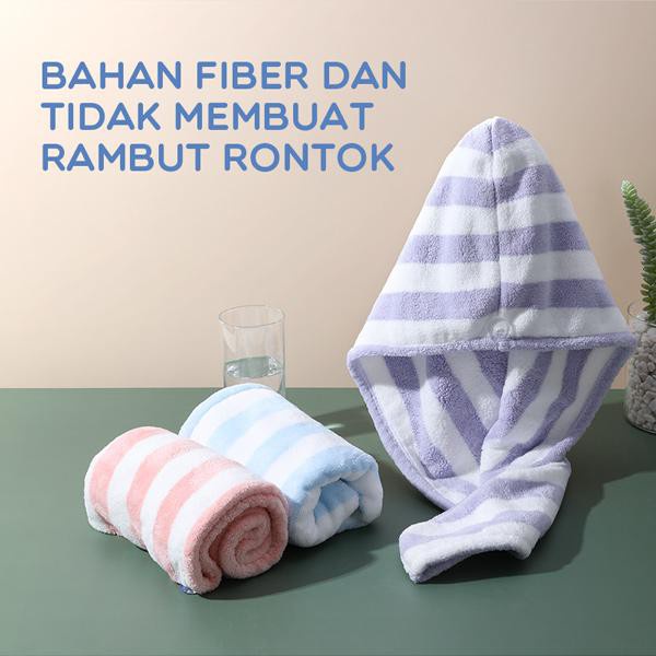 Pusat Wallpaper - Handuk Rambut Fiber Magic Towel Lembut Handuk Turban Pengering Rambut dengan Tali Pengikat ST10