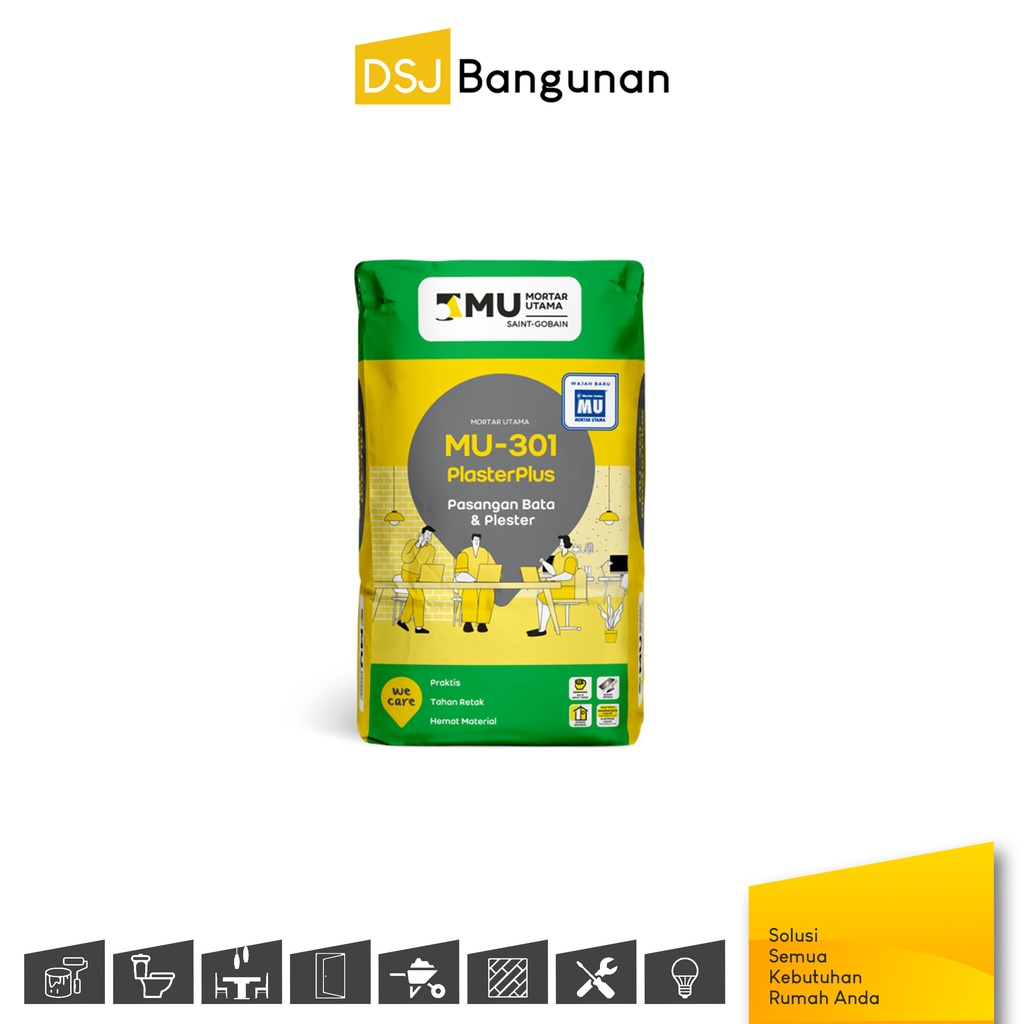 Mortar Utama MU-301 PlasterPlus Pasangan Bata & Plester