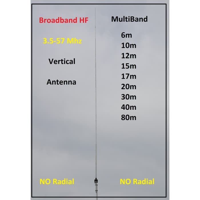 HF Broadband Vertical Base Antenna Multiband 6/10/12/15/17/20/30/40/80