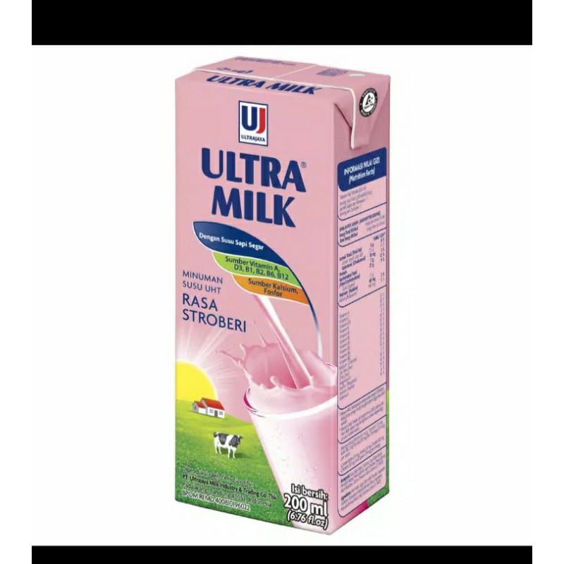 

susu ULTRA STRAWBERRY Dan COKLAT 200 ml per pcs