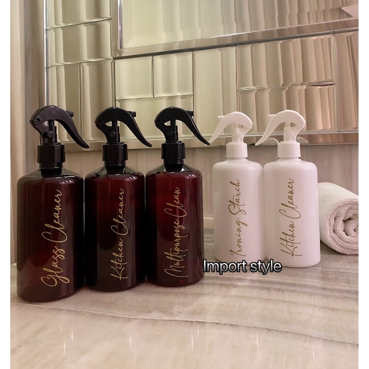 botol N28 GOLD CHIC SPRAY coklat putih glossy 500ml. aesthetic bottle tempat isi ulang serbaguna laundry room estetik