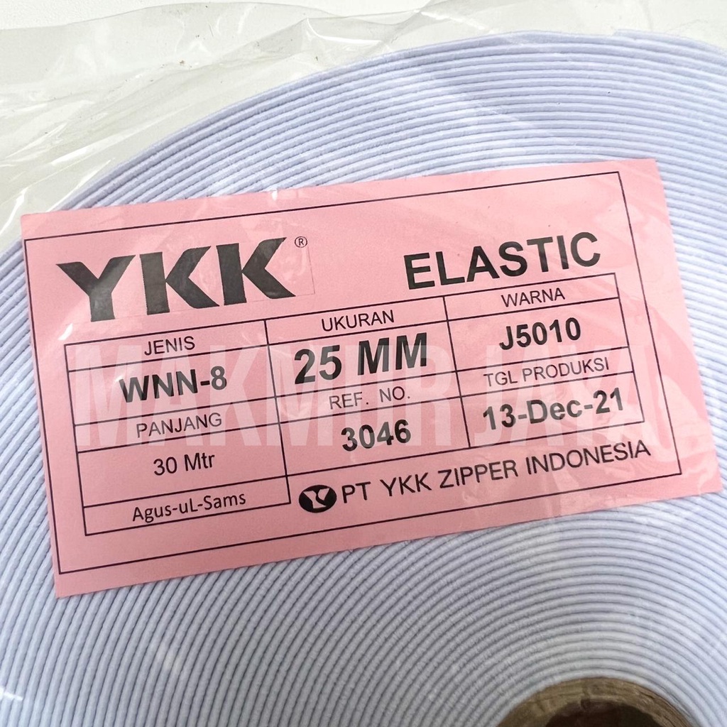 Karet Elastik Elastis YKK Putih WNN-8 2,5cm 25mm J5010