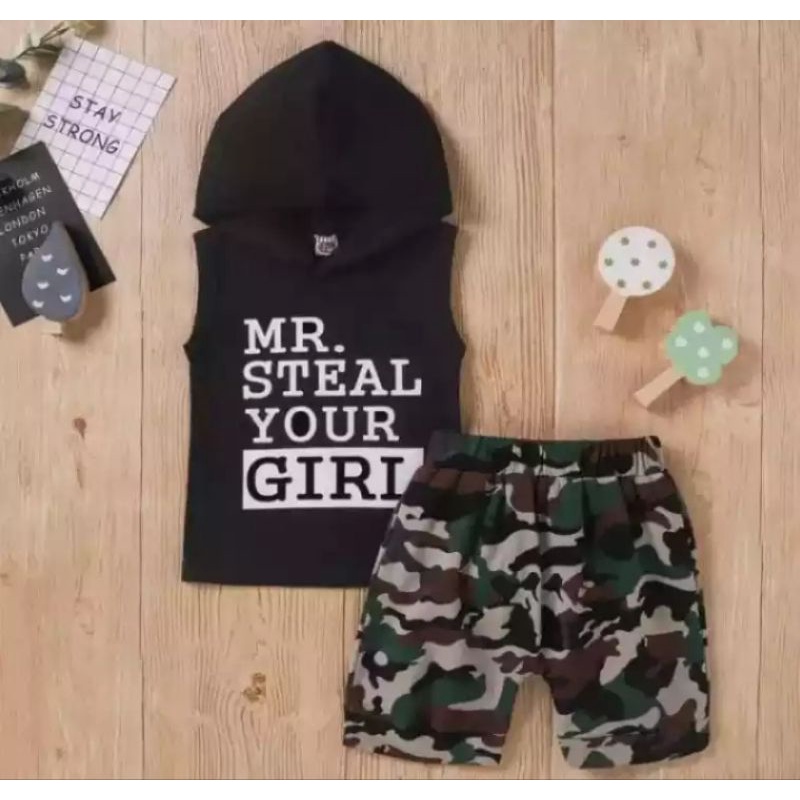 Lekbong Set| Setelan Hoodie Lekbong MR STEAL Anak 1-5 Tahun/Setelan Baju Hoodie Lekbong Anak Laki-laki Dan Perempuan