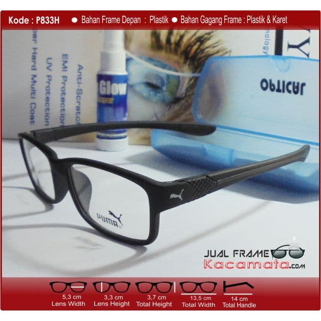 Kacamata Puma Sporty   Lensa Minus Antiradiasi  Frame Baca Pria Cewek Murah