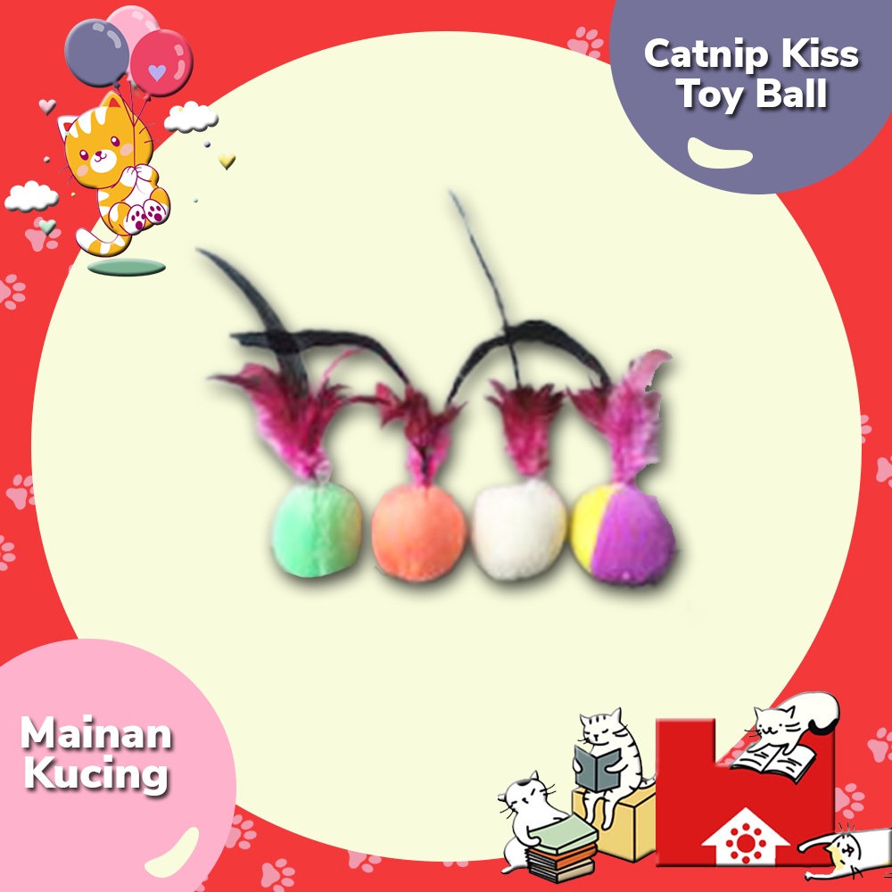 Mainan Kucing Catnip Bola Bulu - Cat nip Kiss Toy Ball