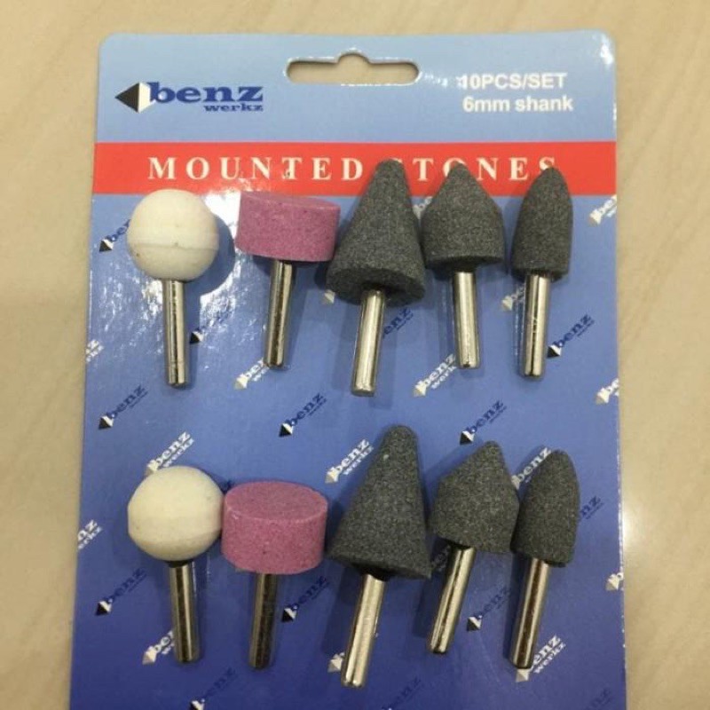 Jual Batu Osco 6mm x 10pcs / Mounted Stone set 10pcs / Batu Gerinda