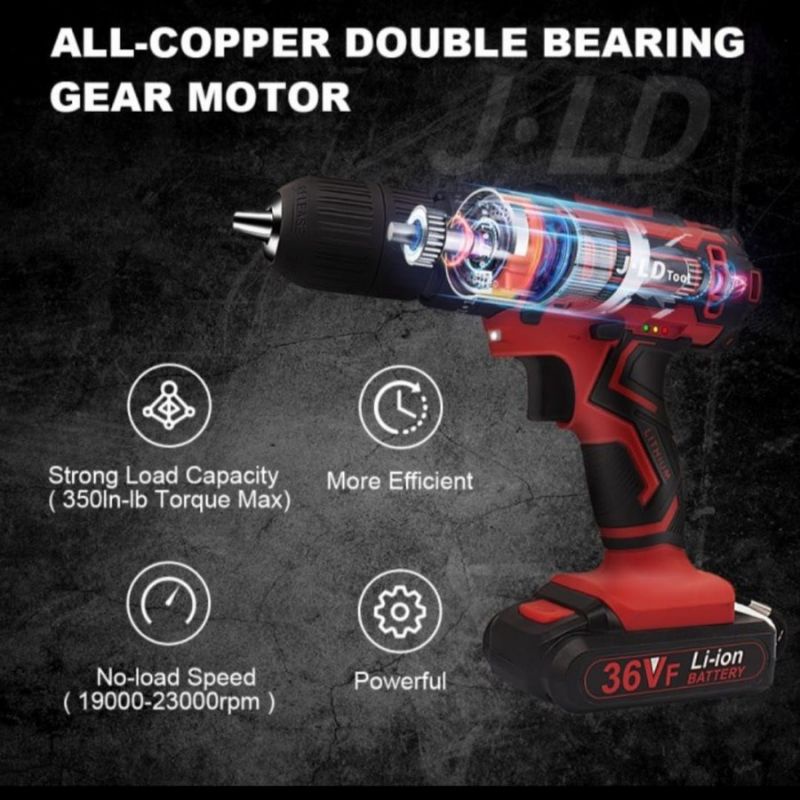 Mesin Bor Cordless JLD 36v Impact Drill Bor tanpa kabel