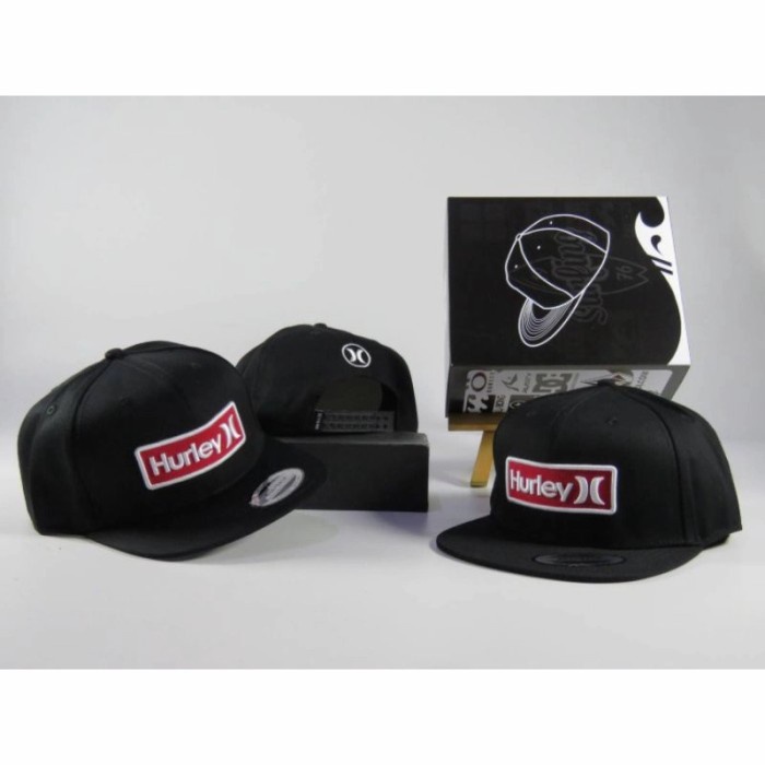 topi snapback hurley original import/ hurley cap - Hitam2