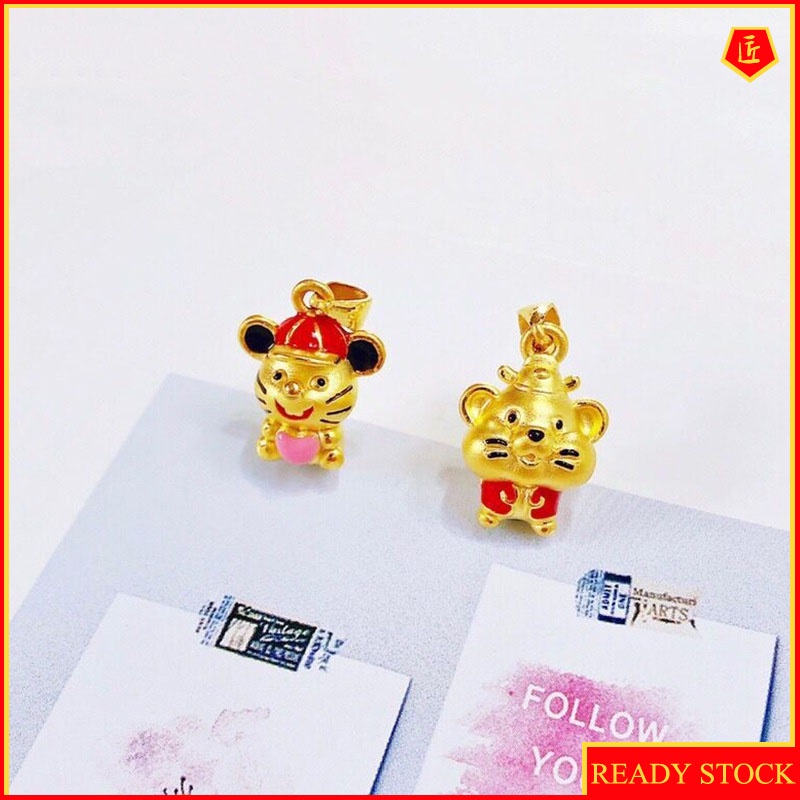 [Ready Stock]3D Zodiac Rat Gold Pendant Cute All-Match