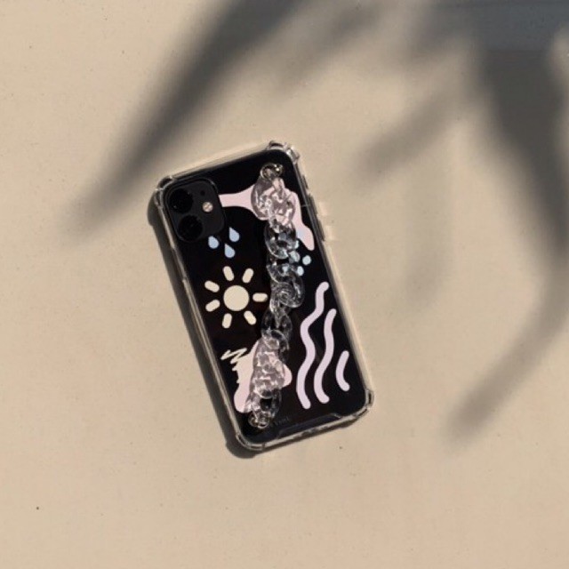 Phone Strap Chain Grip Clear Pastel Flower/ Gantungan Hp Rantai Bunga / Lanyard Case