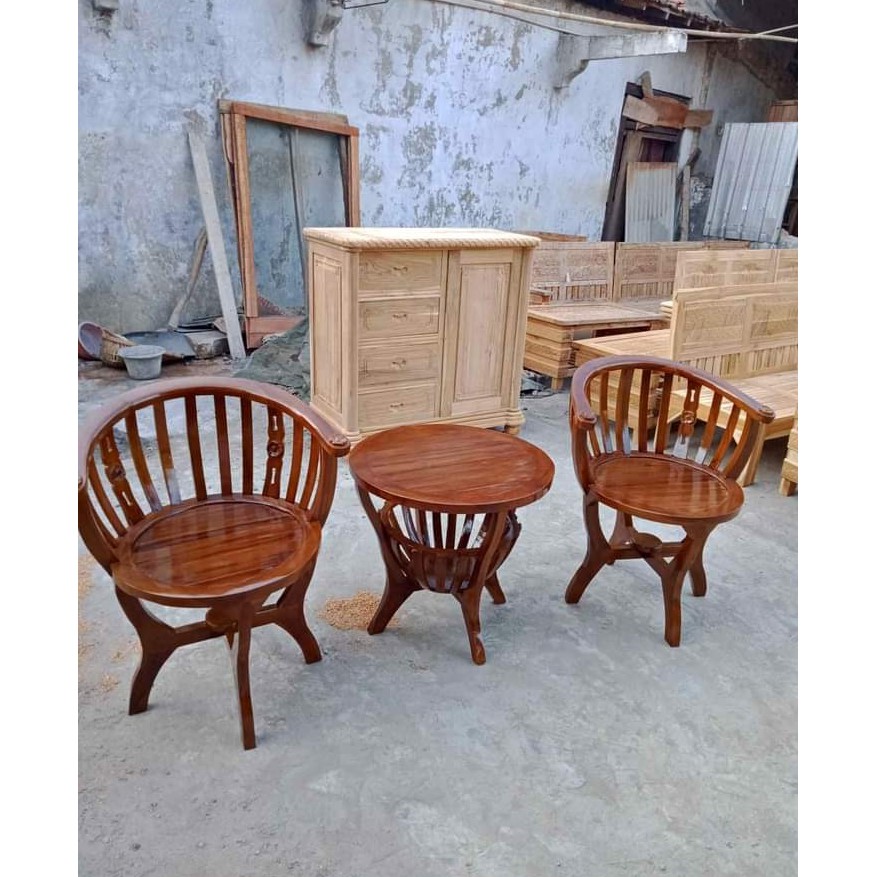 Jual furniture model kursi teras depan rumah / kursi teras kayu jati