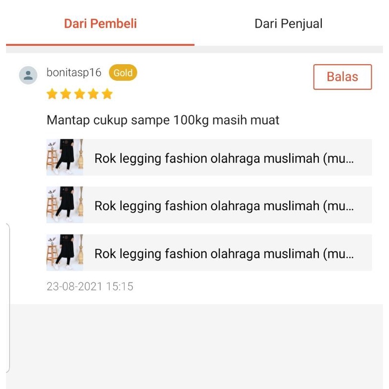 Rok Legging Fashion Olahraga Muslimah (muat 40-90kg)