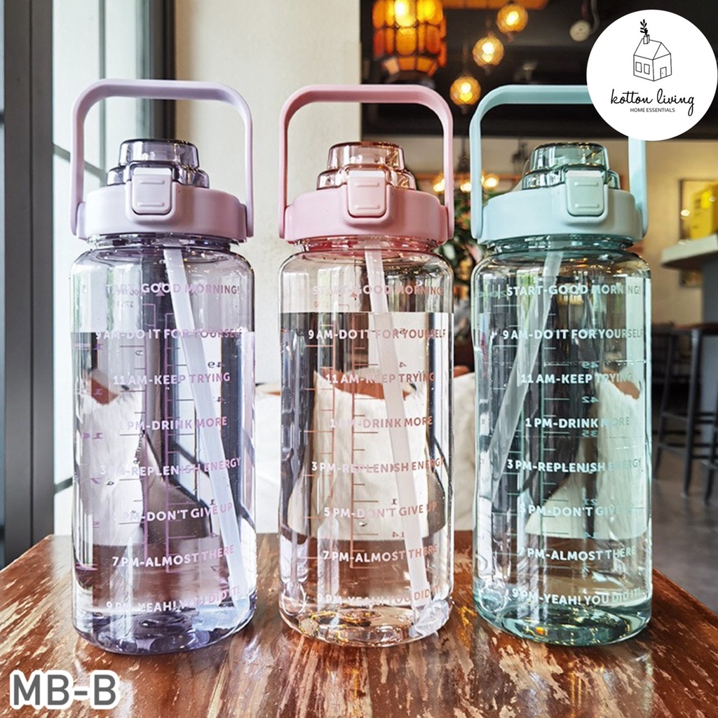 2 LITER || botol minum air jumbo 2L pastel olahraga tumbler gradasi transparan catalog MB B