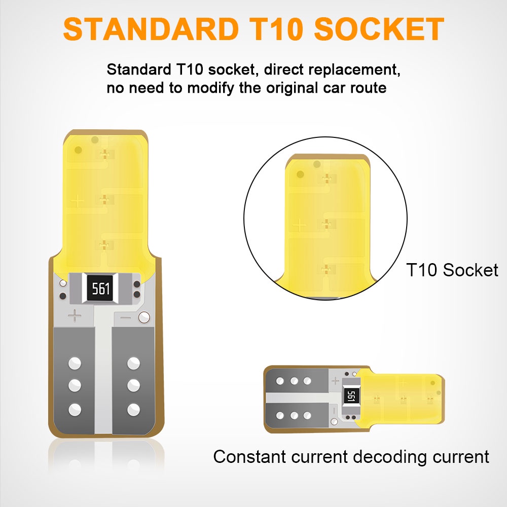 Lampu LED COB T10 W5W 24V Bahan Silica Gel Untuk Plat Nomor Mobil