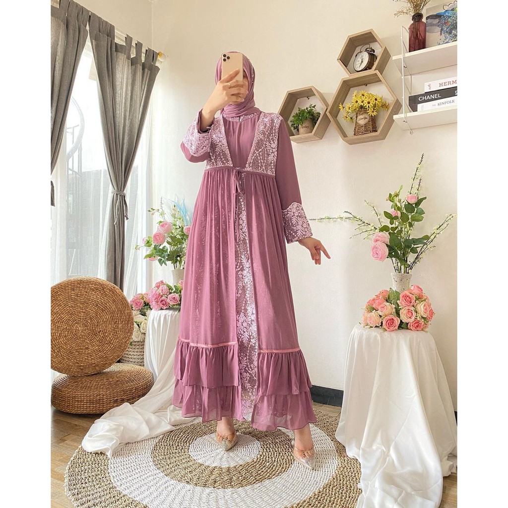 PROMO LONG GAMIS PESTA / LONG GAMIS CERUTI MIX TULLE SPYDER / GAMIS PESTA