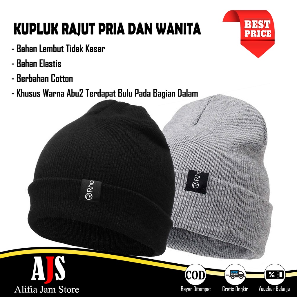 Topi Kupluk Pria Rajut Cotton Katun Hangat Beanie Hat