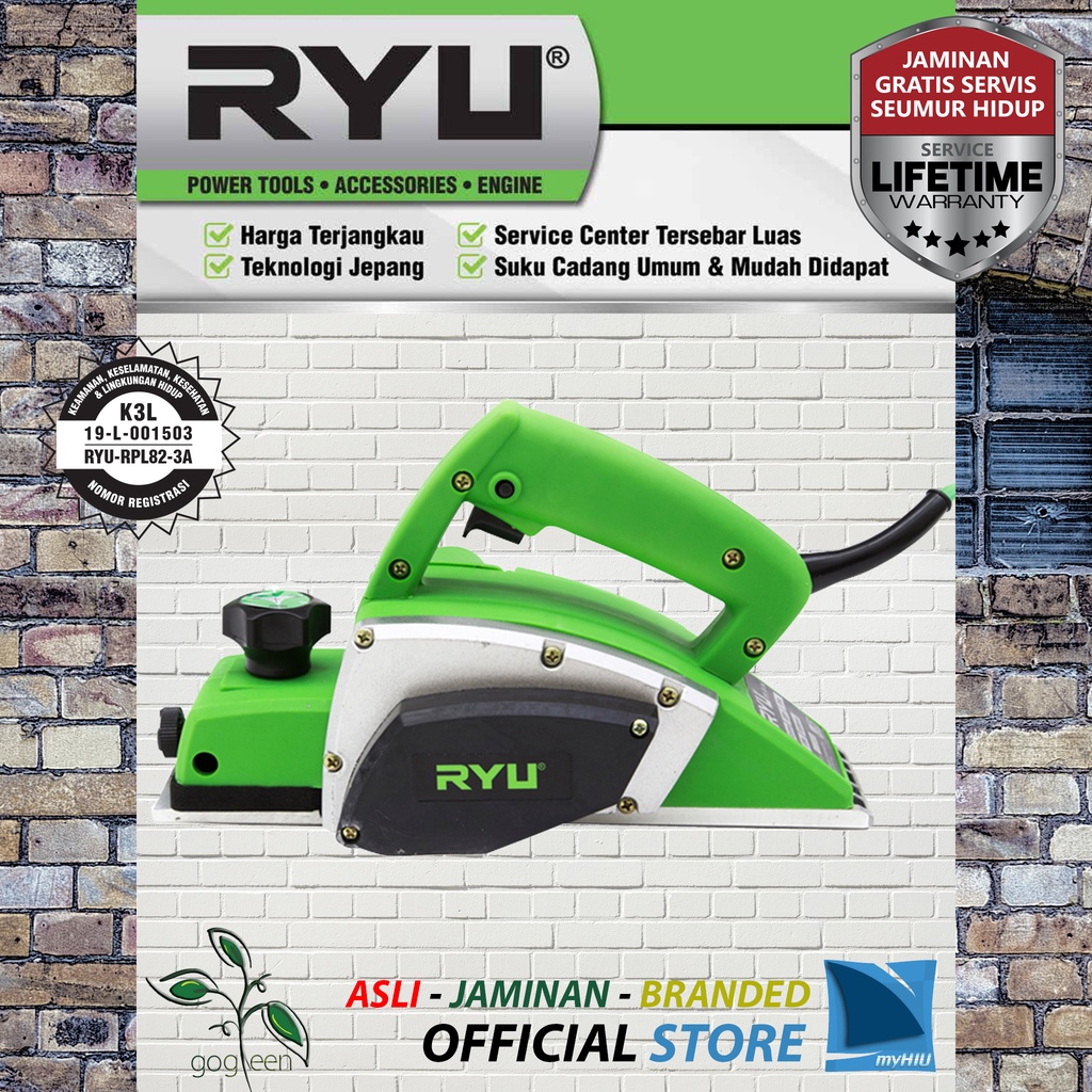 Mesin Serut Kayu 570 watt 82 mm UpTo 2,5 mm Depth Planner RPL82-3A RYU