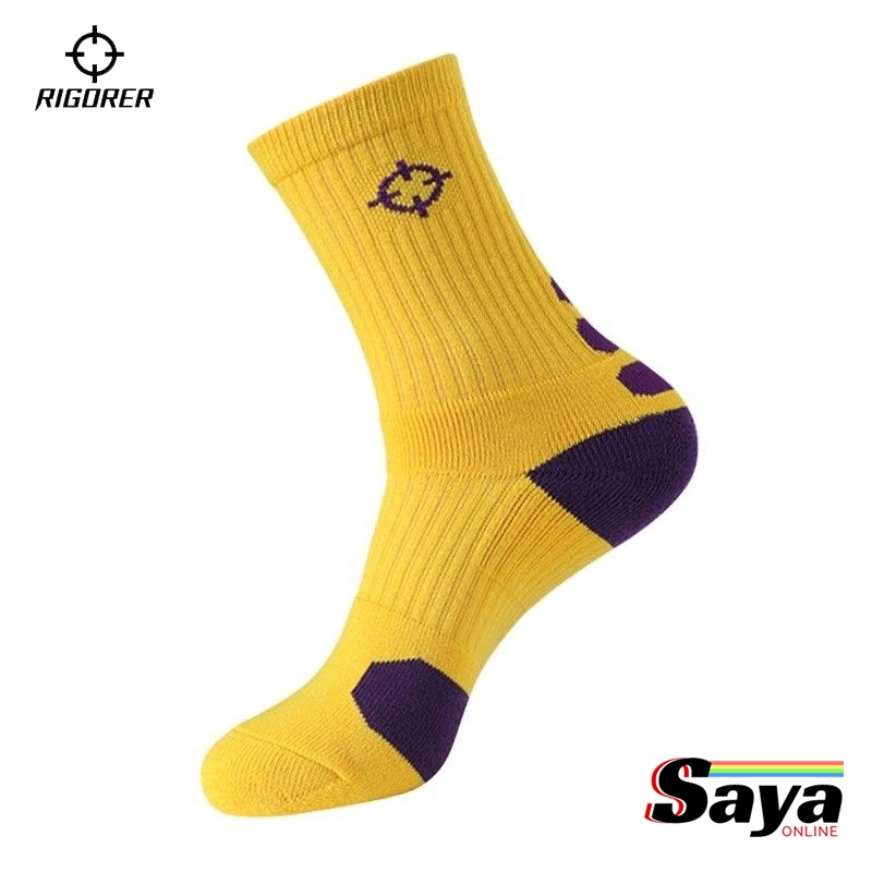 RIGORER Kaos kaki olahraga, basket, badminton, running (tebal &amp; adem) LAKERS ungu