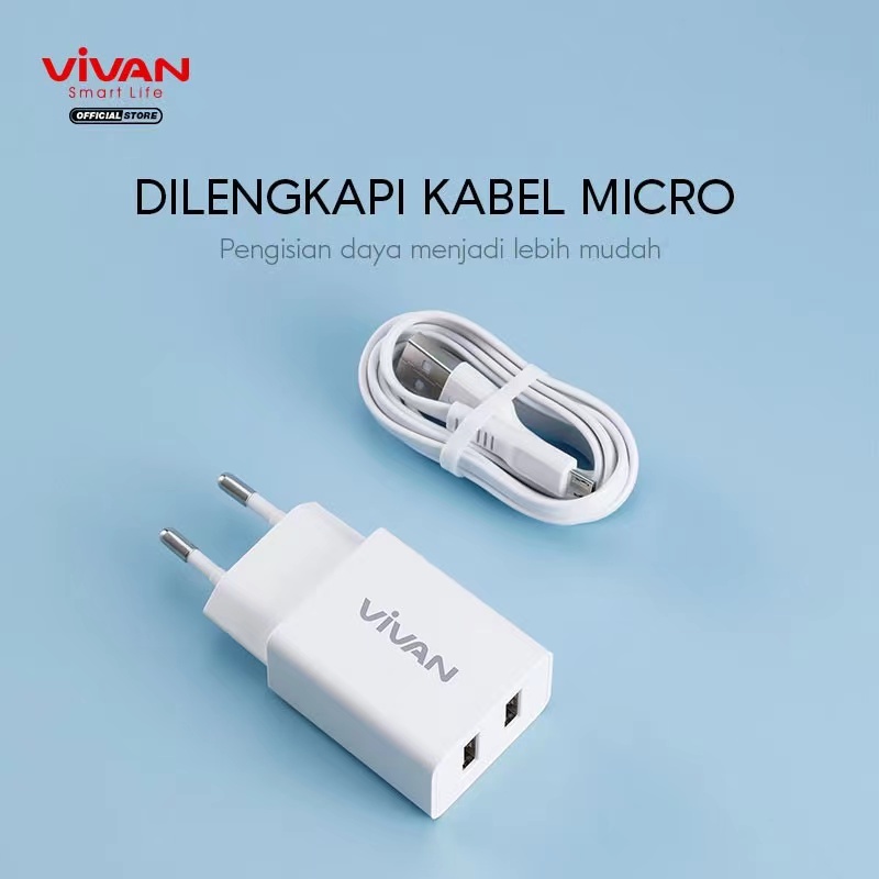 Charger VIVAN Dual USB 2,4A-12W FREE CABLE - DD02