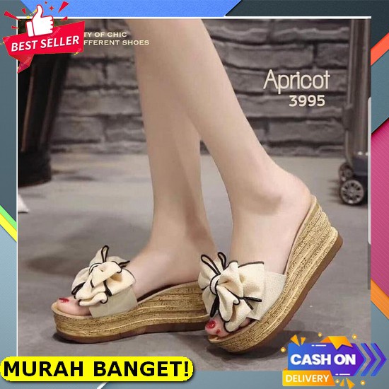 Cod Sendal Xiu Xian Wedges Wanita Terbaru / Sandal Wedges Xiu Xian Kerja Kuliah Pesta Terkini Terhit