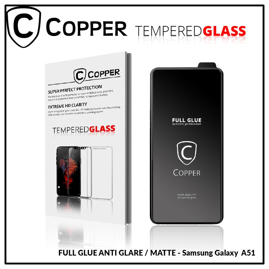 Samsung A51 - Copper Tempered Glass Full Glue Anti Glare - Matte-0