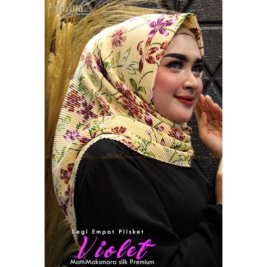 Jilbab Segi Empat Motif Plisket Polycatton Ori Nazilla-Violet Coksu
