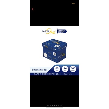 

Paper One kertas hvs A4 80 gram - Box isi 5 rim.