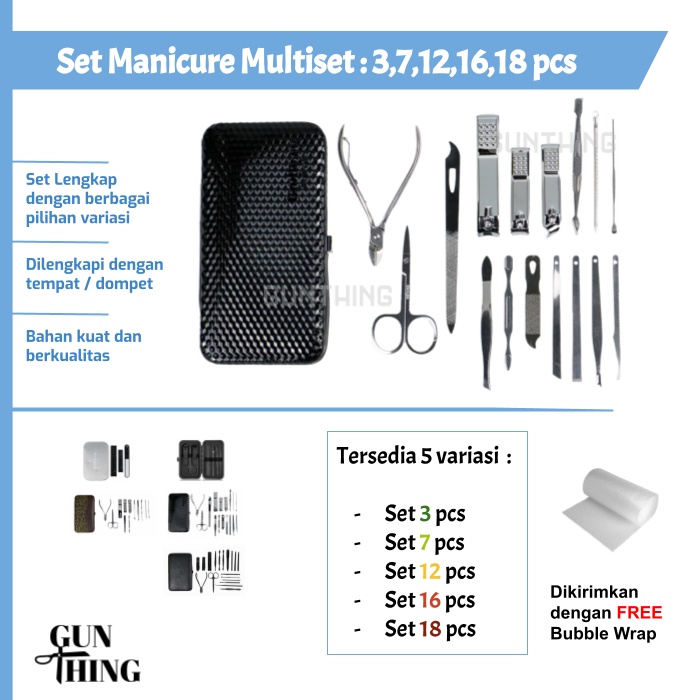 Set Manicure Pedicure - Set Gunting Kuku Multi Set : 3, 7, 12, 16, 18