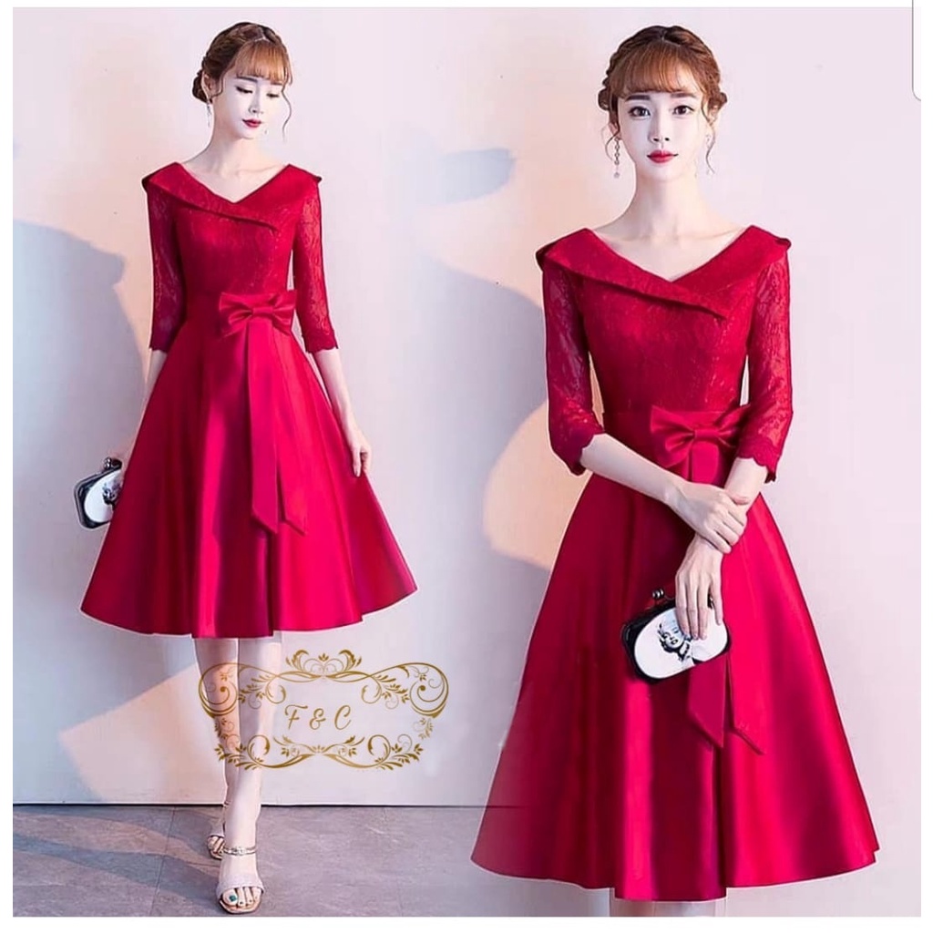 Dress Wanita Elegan Pakaian Natal Remaja Minidres Wedding Pernikahan Dreas Bru Fashion Natal Dres Ke