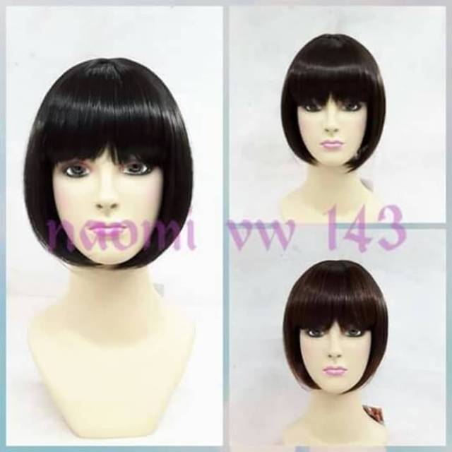 WIG / RAMBUT PALSU PENDEK BOB WANITA VW143 (bisa CUCI CATOK) HAIRCLIP HUMAN HAIR KOREAN PONI LURUS
