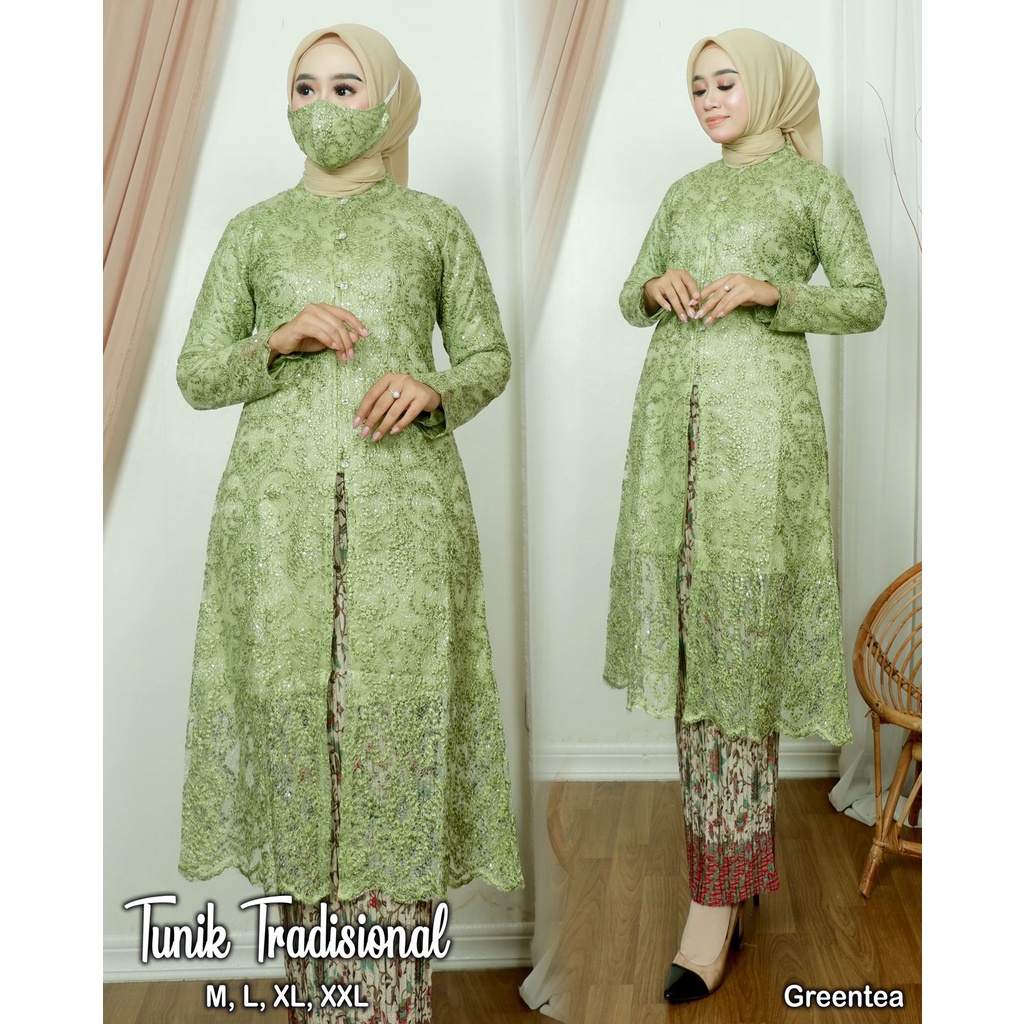 Setelan kebaya kurung tunik melayu kancing busui friendly | Kebaya remaja | Kebaya tulle | Kebaya Favorite Size M L XL XXL