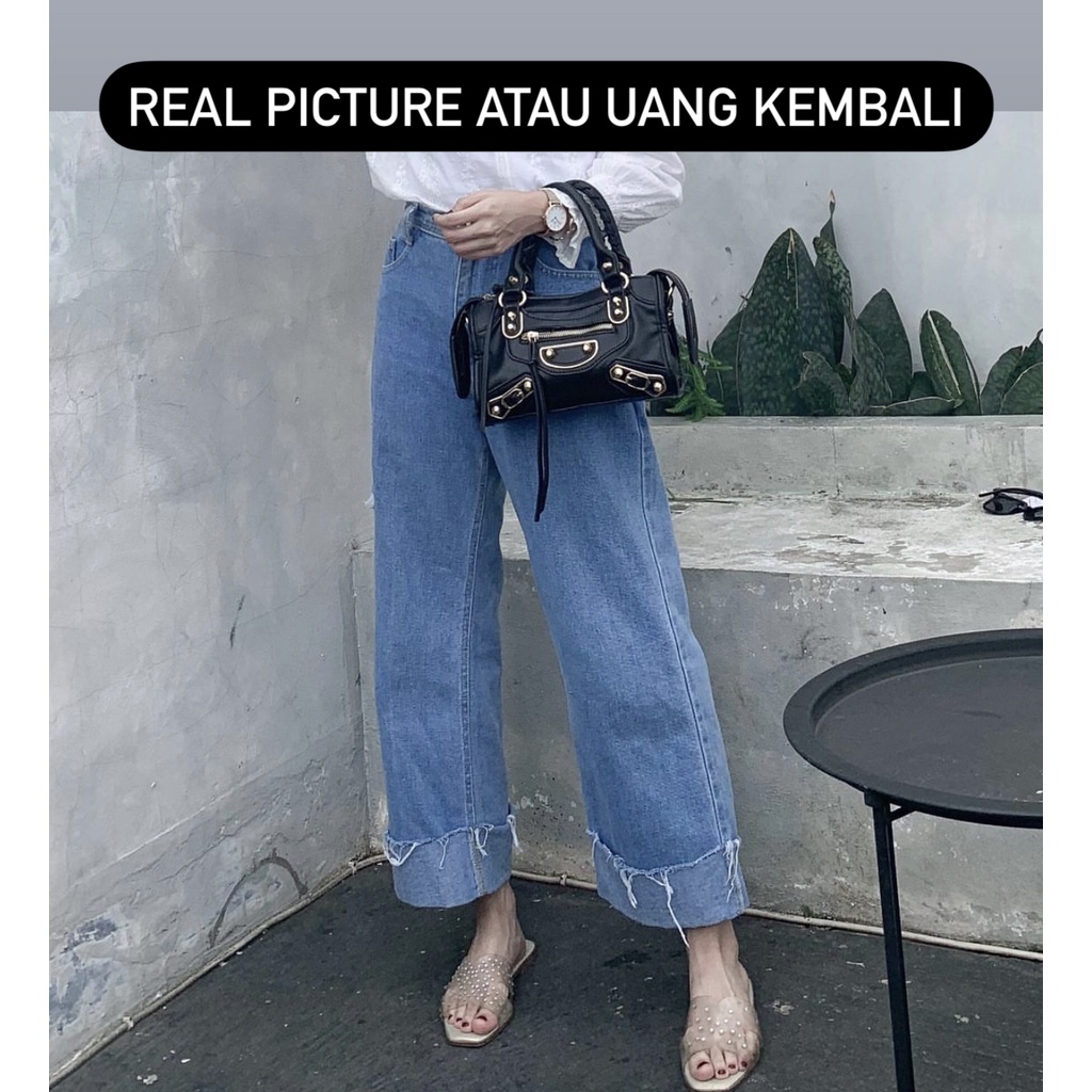 Kulot Jeans Lipat Unfinish READY Kulot Jeans Raisa Ripped Loose Jeans Polos Jumbo Kulot Jeans Premium