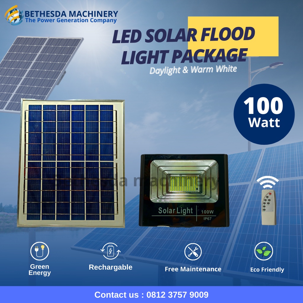 Jual Lampu LED Solar panel Surya 100 Watt