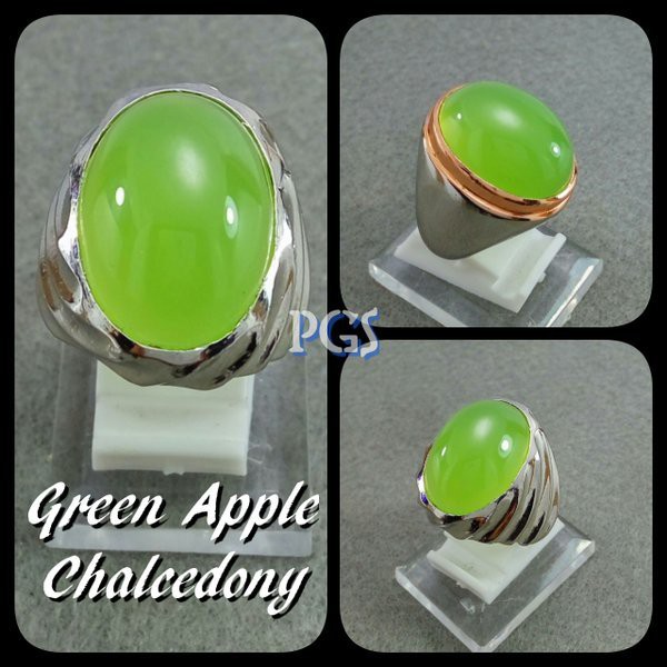 BATU CINCIN GREEN APPLE CHALCEDONY KLEP AIR MAIN BOSS, JAMINAN GIWANG !!!