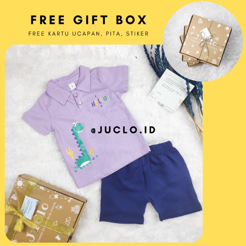 Baju Kemeja anak laki laki import 3-24 bulan Bayi Cowok Lengan Pendek Kaos Polo Ungu  Dongker Kado