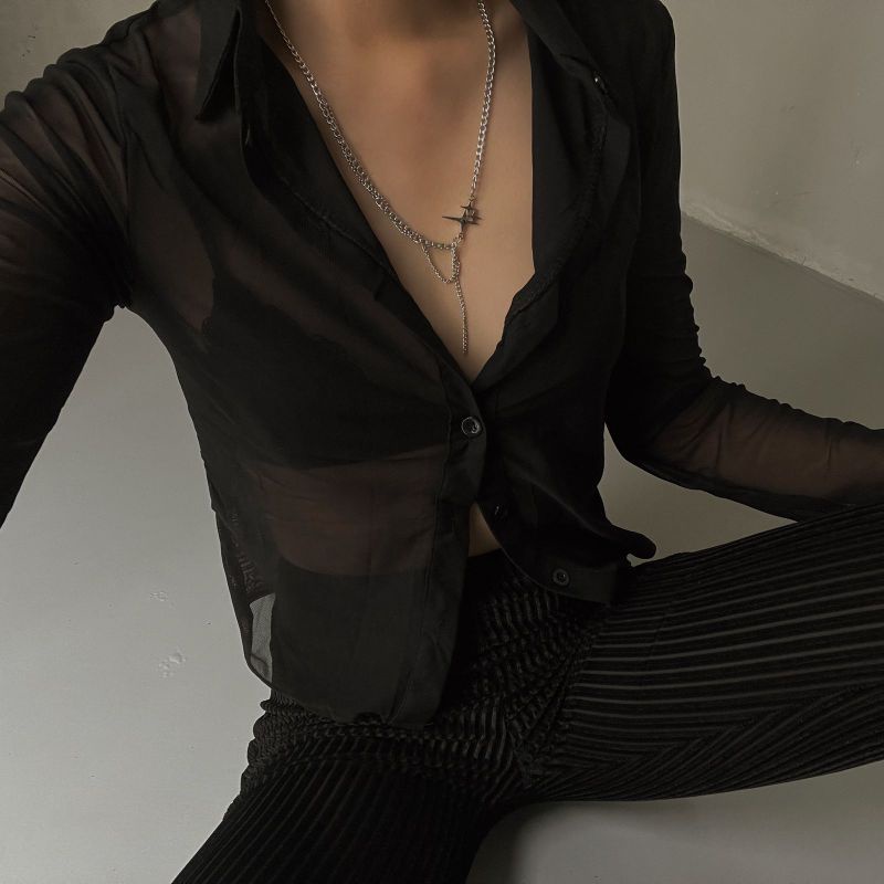 MORSE Moxie Top | Transparent Sheer Top | Kemeja Transparan Lengan Panjang