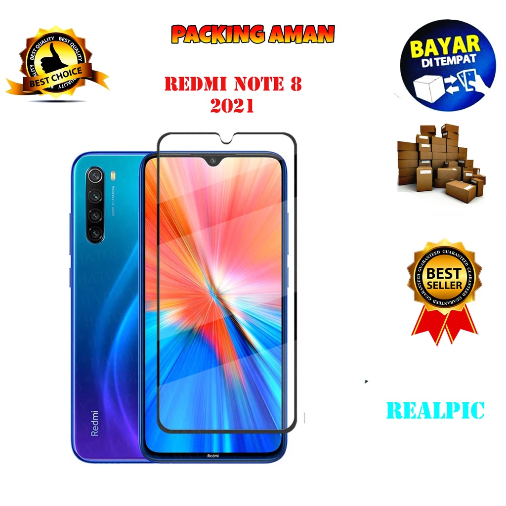 Tempered Glass Xiaomi Redmi Note 8 2021 Full Cover / Full Screen Protector Anti Gores