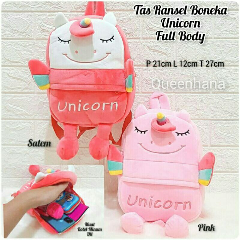 BAGPACK BONEKA / TAS RANSEL BONEKA UNICORN /TAS RANSEL ANAK