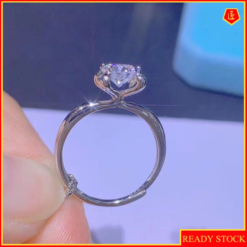 Cincin Model Terbuka Desain Api Aksen Berlian Gaya Simple