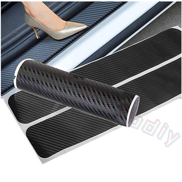 4 Pcs Stiker Film Pelindung 3D Anti Gores Bahan Carbon Fiber Untuk Pintu Mobil Universal