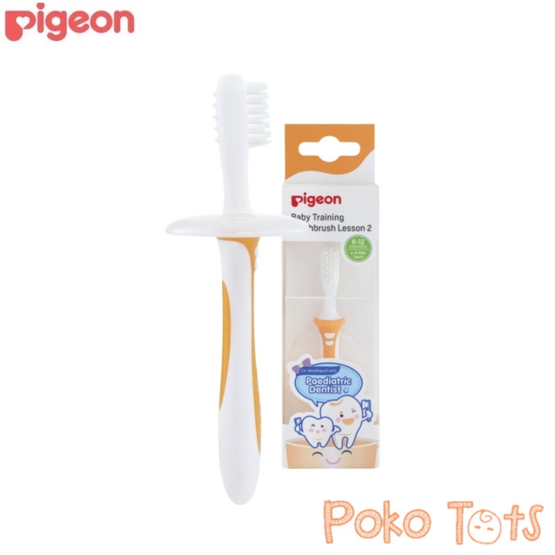 Pigeon Baby Training Toothbrush Lesson 2 Orange Sikat Gigi Bayi Usia 8-12m+ Tooth Brush Pigeon WHS