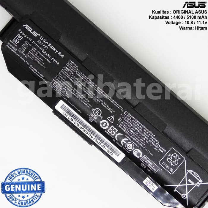 Baterai Asus A45 A45A A45DE A45DR A45N A45V A45VD A45VJ A45VM K55 ORI