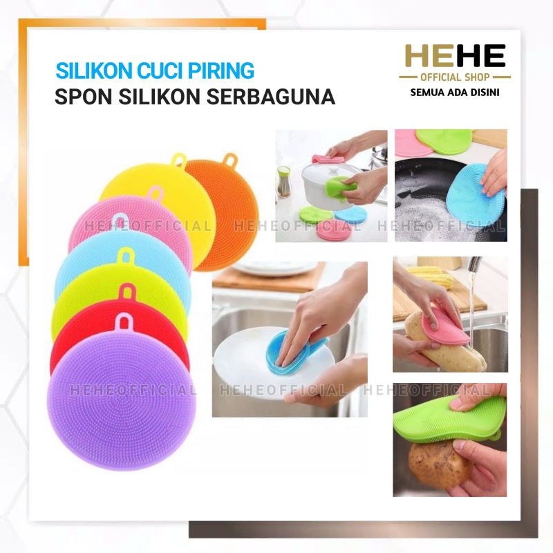 Spon Silikon Cuci Piring Serbaguna Silicone spon Bergerigi HEHEOFFICIAL PEKANBARU