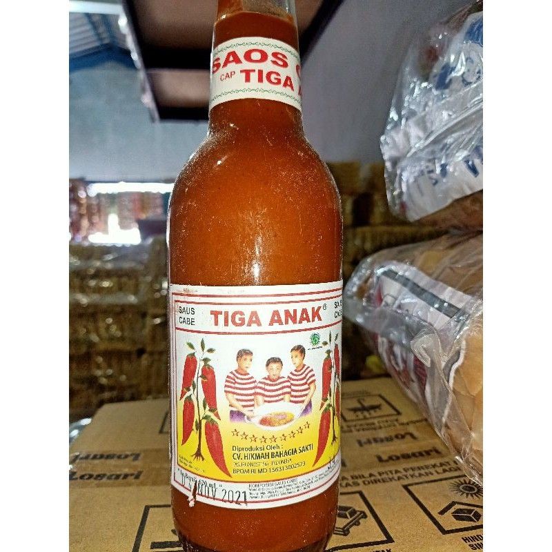 saus cabe cap 3 anak saos tomat tiga anak abang bakso nasi goreng 620 ml botol kaca