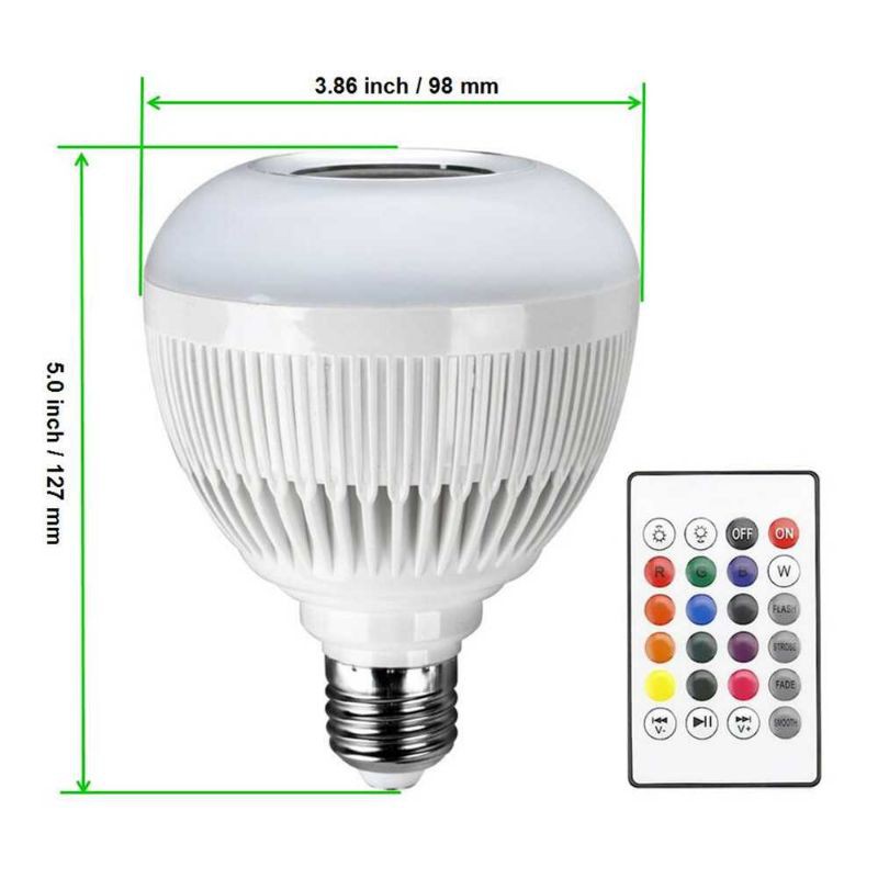 Bohlam Lampu LED RGB Color Light Bulb E27 12W with Bluetooth Connectivity Speaker Function Remote Control - OMSKI7WH