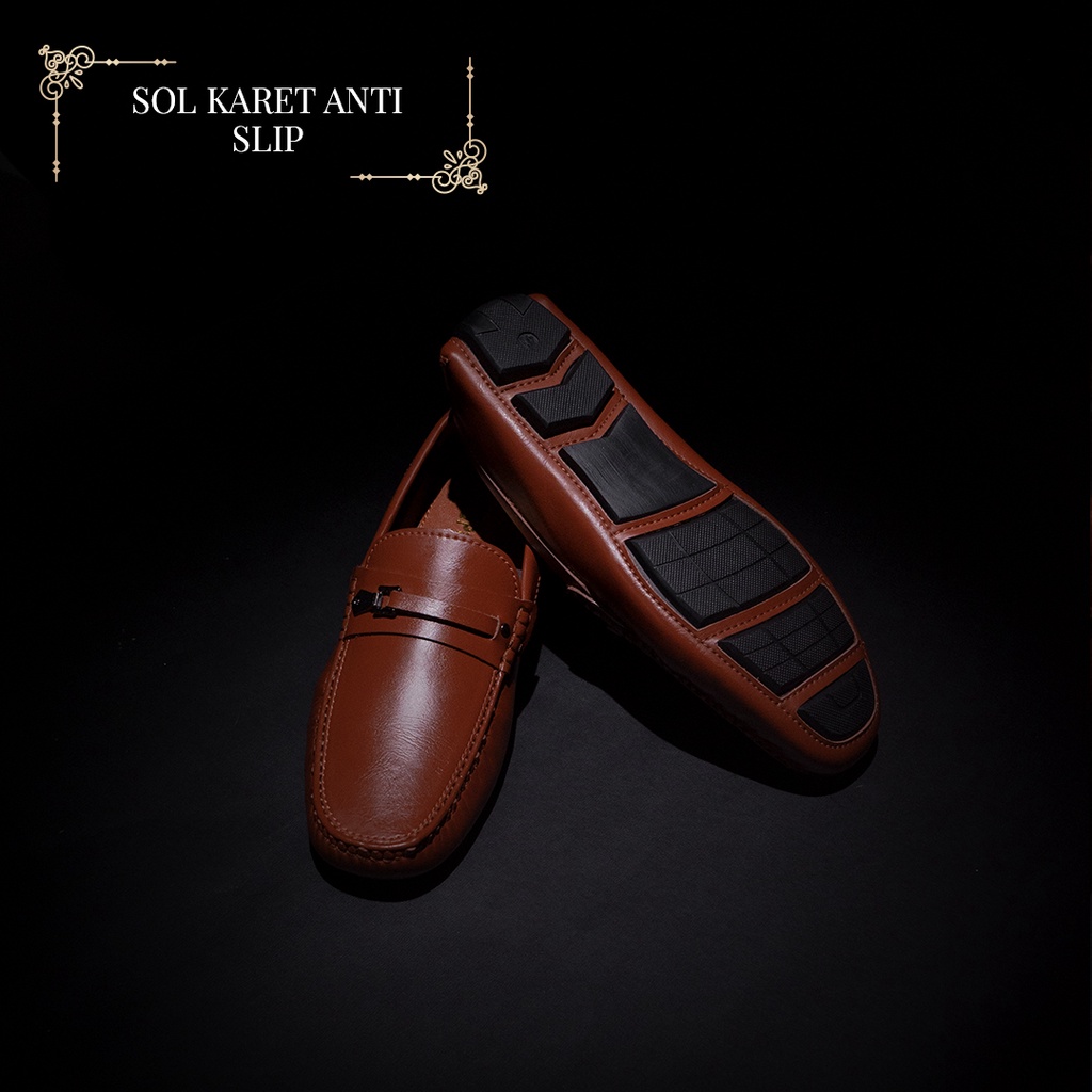 Sepatu Pantofel Pria Kerja Formal Dinas Anti Slip Loafers Casual Hitam Kasual Kantor Cowok Original